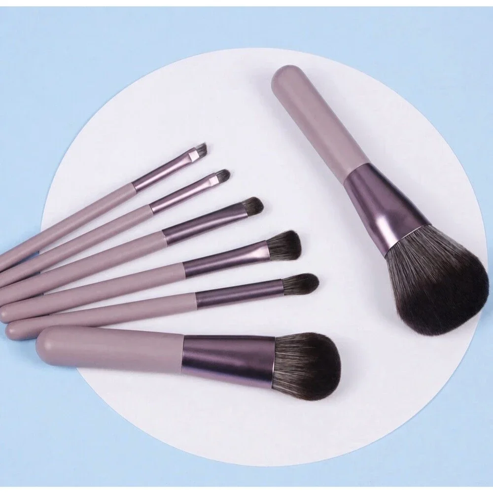 Professional 7-Piece Makeup Brush Set With Travel Case Dusty Purple NEW